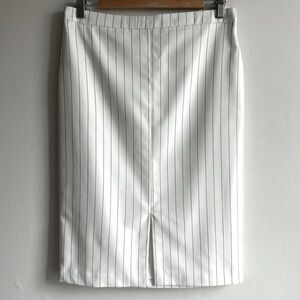 Ann Taylor white pinstripe front slit pencil skirt women’s 8
